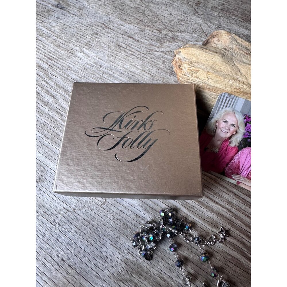 Kirks Folly purple ladybug locket necklace AB crystal beaded chain with Box - Picture 7 of 10
